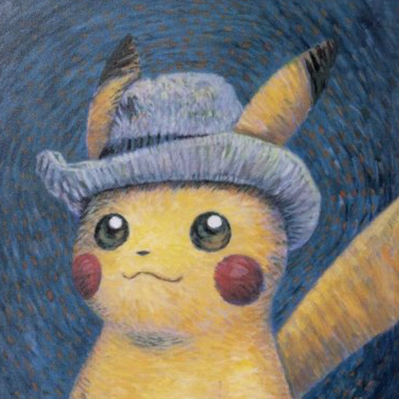 Pikawifhat β Pikachu with a felt hat, painted in Van Gogh style